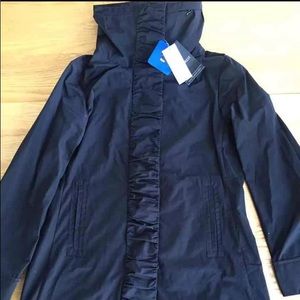 NWT! Rainforest black raincoat with ruffle detail.